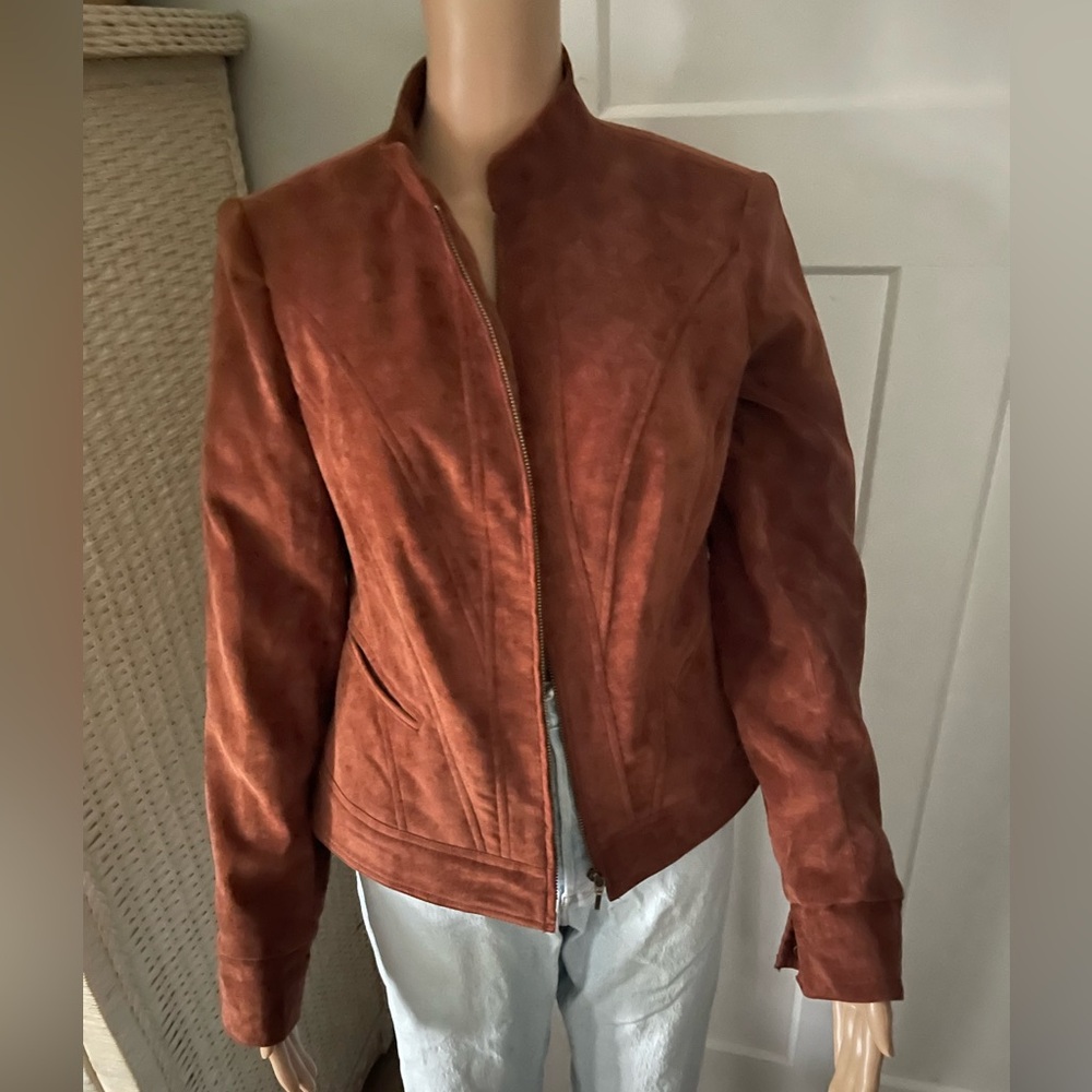 Tribal Brown Faux Suede Jacket